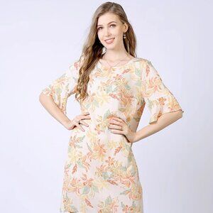 Straight tube large size high-end rayon cotton printed dress silk